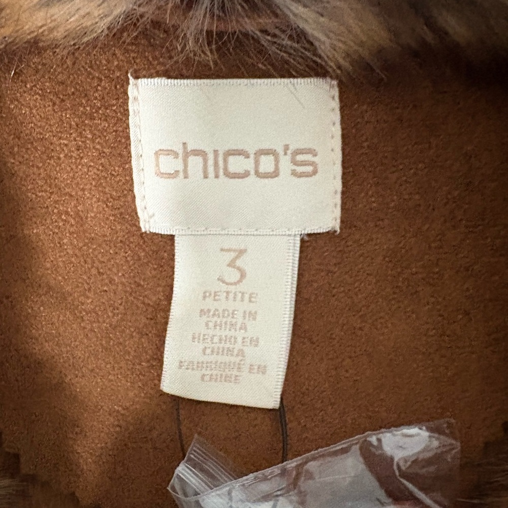 Chico's Brown Faux Fur Collar Jacket - Picture 2 of 9
